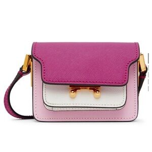 Pink & White Nano Tri Trunk Shoulder Bag